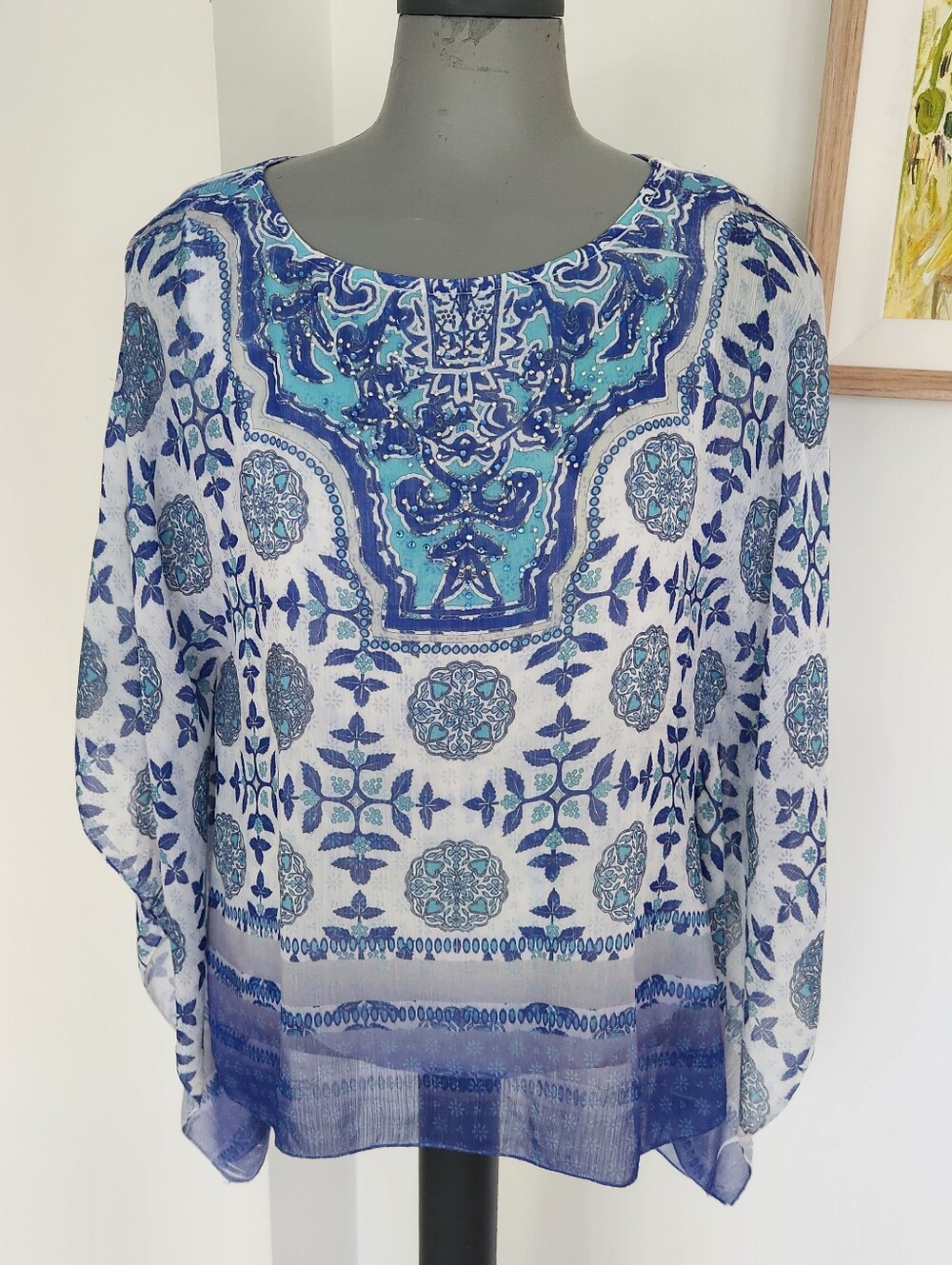 Style & Co. Blue and Teal Printed Women's Tunic